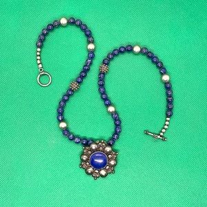Genuine Taxco Sterling Lapis Necklace